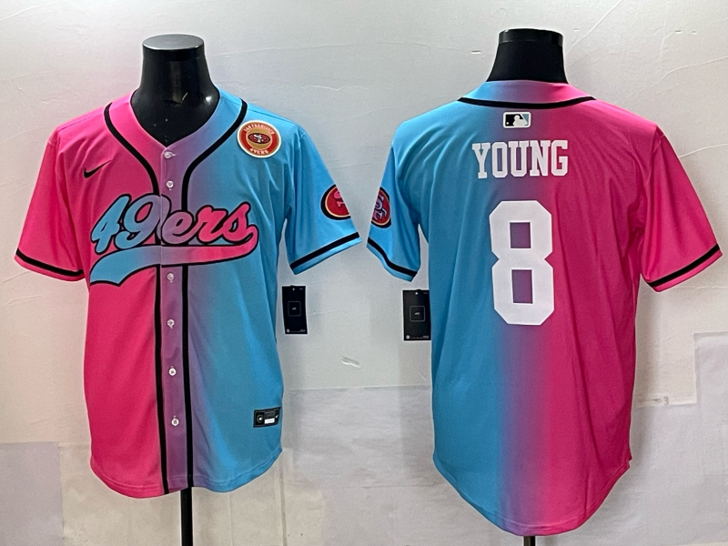 Men 2025 San Francisco 49ers #8 Young Pink Blue pink Nike Limited NFL Jersey 0013->san francisco 49ers->NFL Jersey